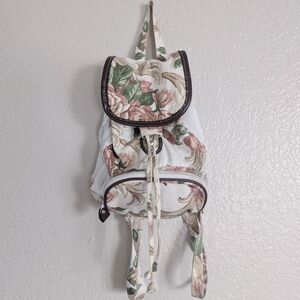 Handmade Vintage Handmad Romantic Tapestry Floral Eyelet Mini Backpack